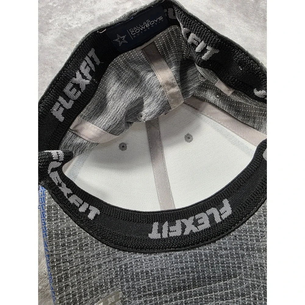 Dallas Cowboys Flexfit Hat Mens S/M Grey Blue Star Logo NFL Authentic Cap